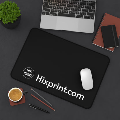 Black Desk Mat Mouse Pad — Minimal Office Desk Pad with Hixprint.com Logo