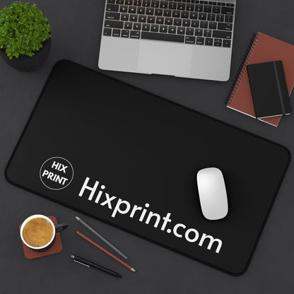 Black Desk Mat Mouse Pad — Minimal Office Desk Pad with Hixprint.com Logo