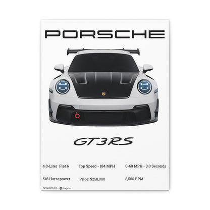 Porsche 911 GT3RS  Car Poster — Matte Stretched Canvas 1.25" - Hixprint