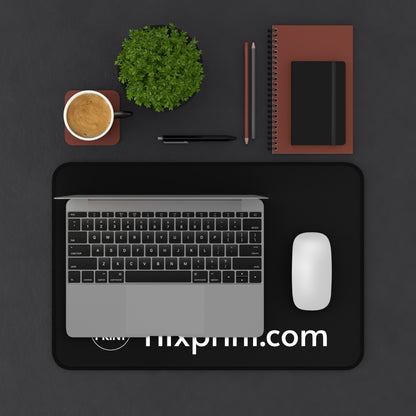 Black Desk Mat Mouse Pad — Minimal Office Desk Pad with Hixprint.com Logo