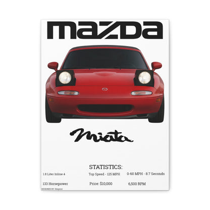 Mazda Miata Car Poster — Matte Stretched Canvas 1.25" - Hixprint